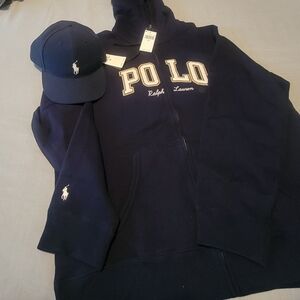 XL Polo Ralph Lauren hoodie and navy Polo cap one size.
